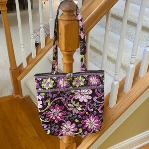 Vera Bradley quilted Purple Pink Green multi floral shoulder tote bag